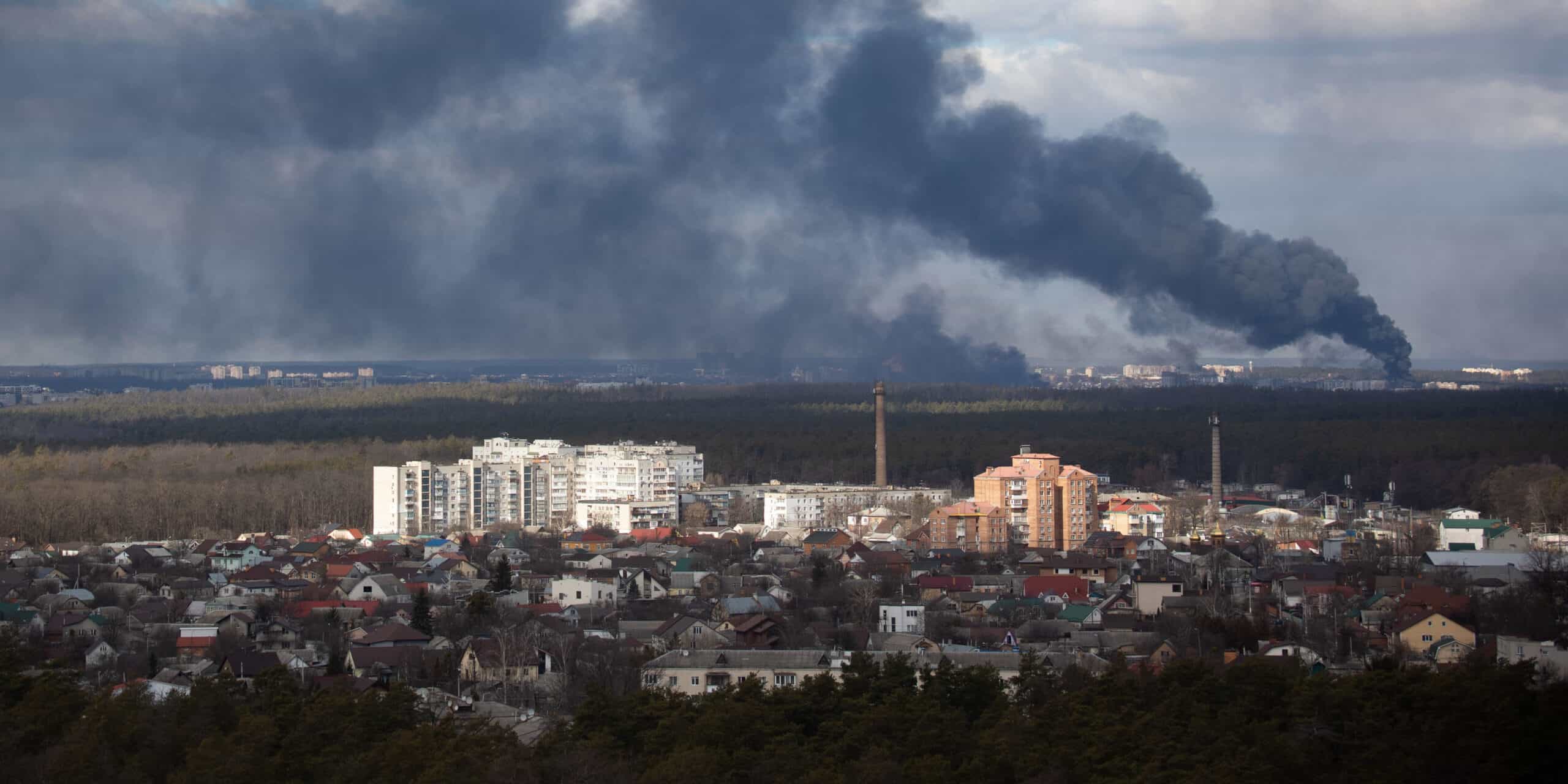 Smoke over landscape in Ukraine