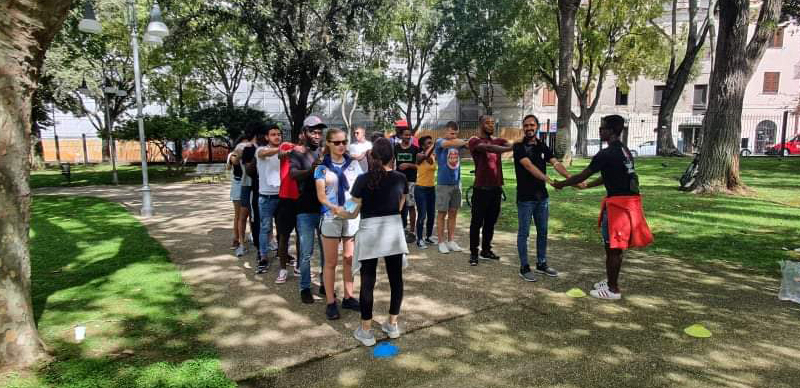 Young people in park